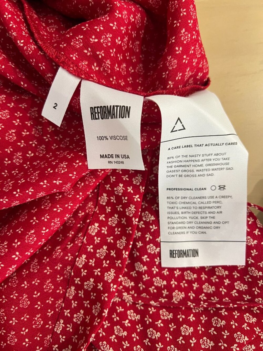 Reformation Mini Dress - Red Floral Size 2 - Picture 5 of 6